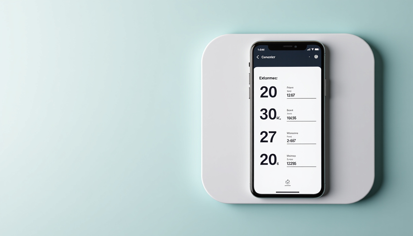 Interface d’une application de conversion de poids en 2026 montrant une conversion de 20 livres en kilogrammes