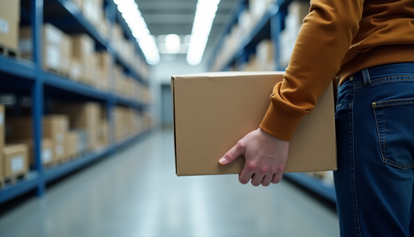 Personne en train de soulever une boîte lourde avec les genoux fléchis et le dos droit