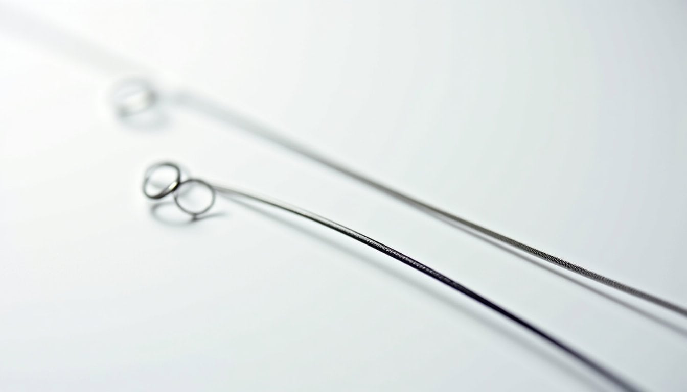 Comparaison visuelle de diamètre entre fluorocarbone et nylon de même résistance