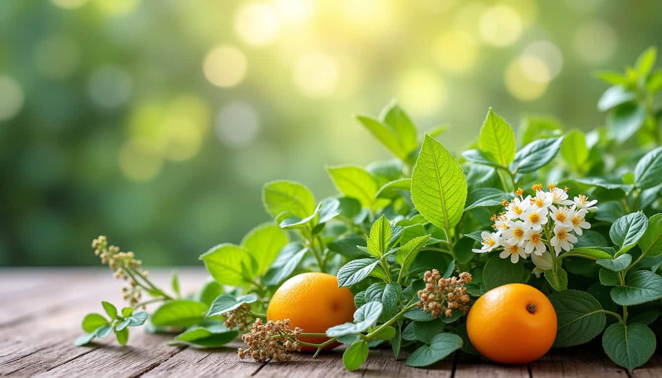 Comparaison visuelle de différentes plantes relaxantes: verveine, valériane, passiflore, mélisse et aubépine