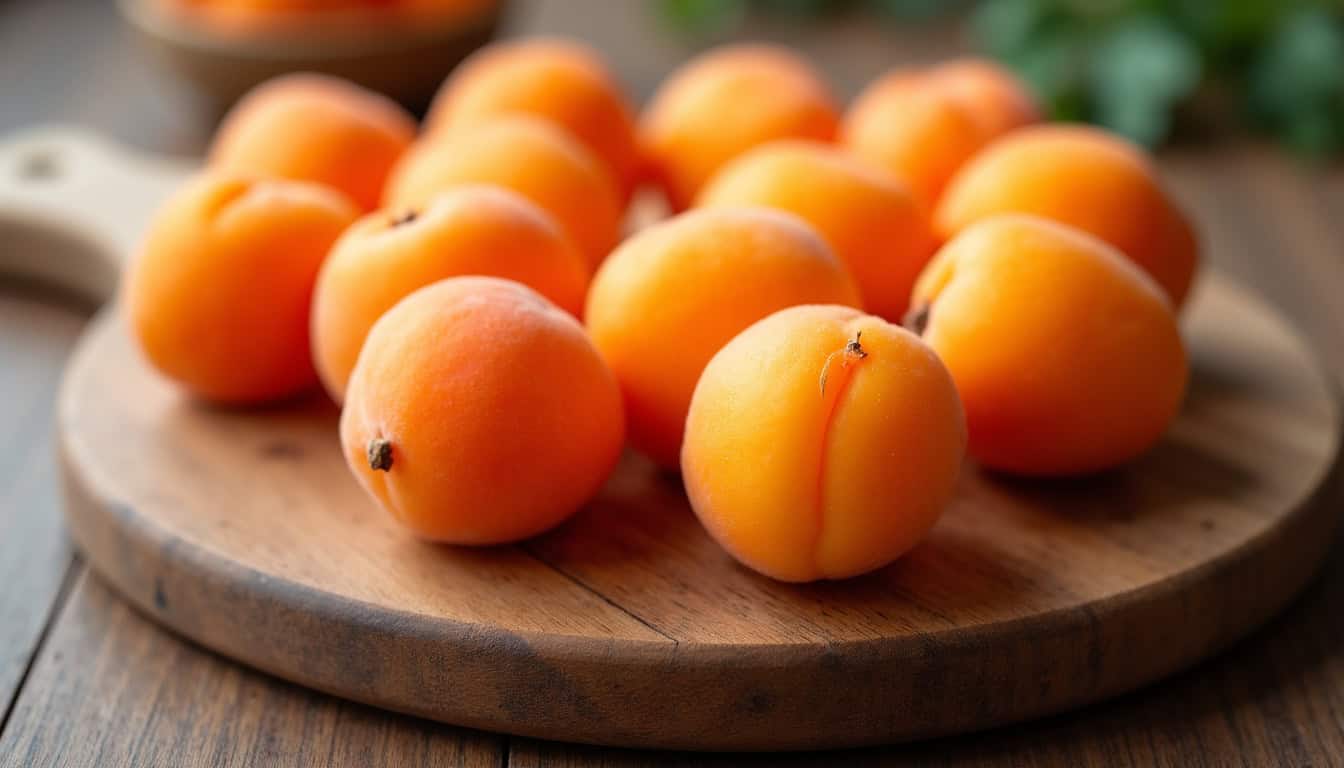 Comparaison visuelle entre des abricots frais et des abricots séchés sur une planche en bois