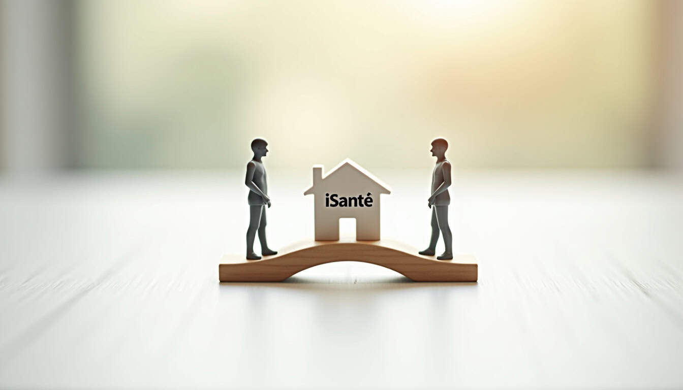 Infographie illustrant le fonctionnement du tiers payant avec iSanté comme intermédiaire entre le patient et la mutuelle