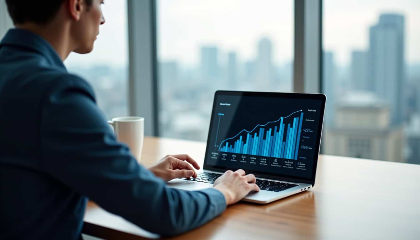 Personne utilisant un test de vitesse internet sur un ordinateur portable en 2026