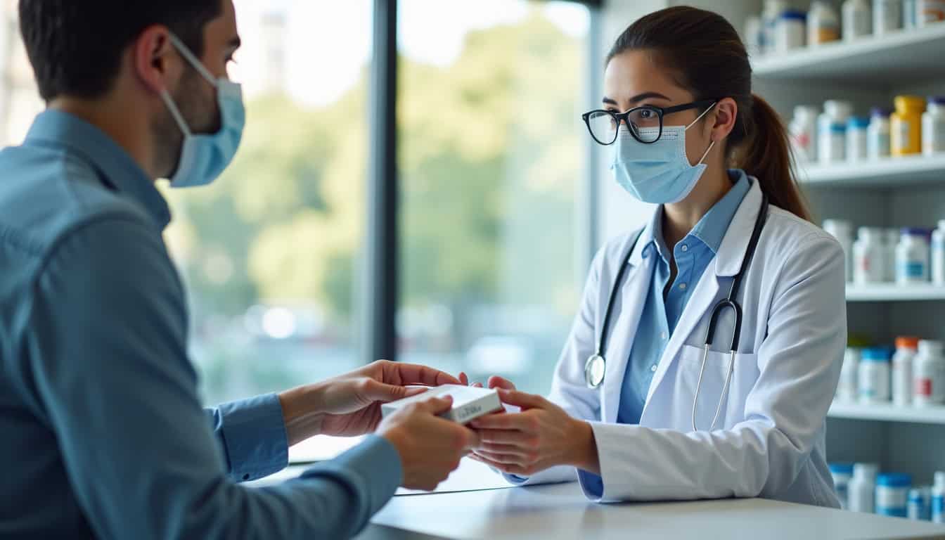 Pharmacien en train de conseiller un client sur un médicament