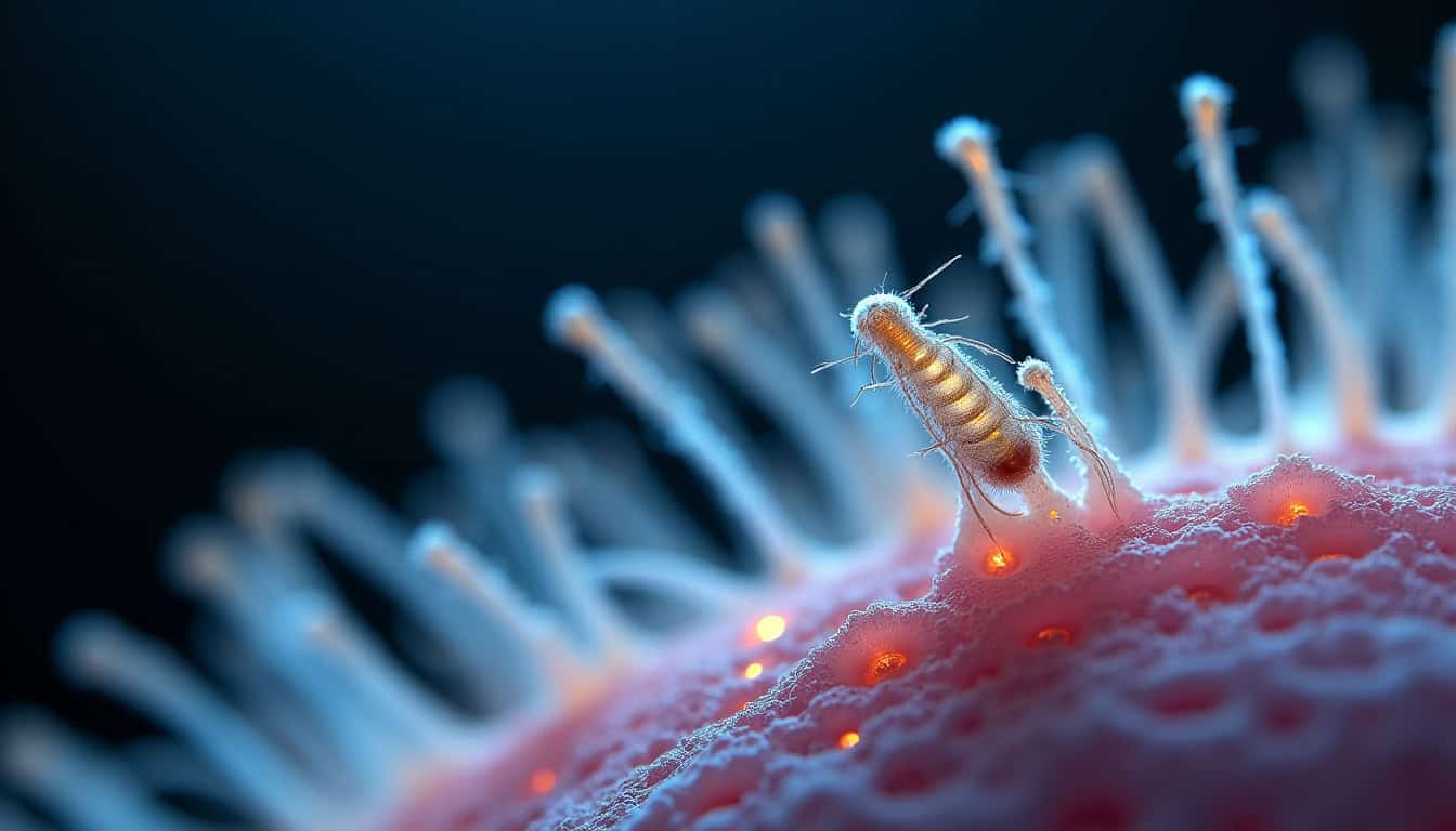 Vue au microscope de l