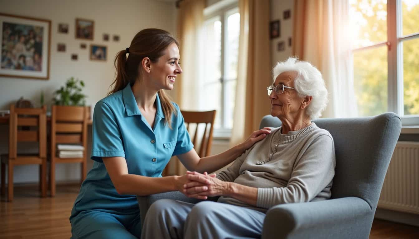 Équipe de soins à domicile pour personnes âgées, assistance et accompagnement.