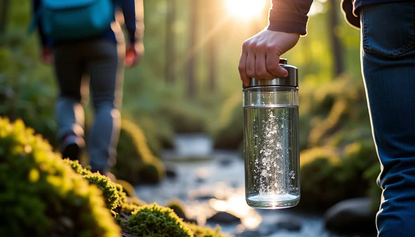 Poubelle de collecte écologique pour déchets en plein air, dans un environnement naturel.