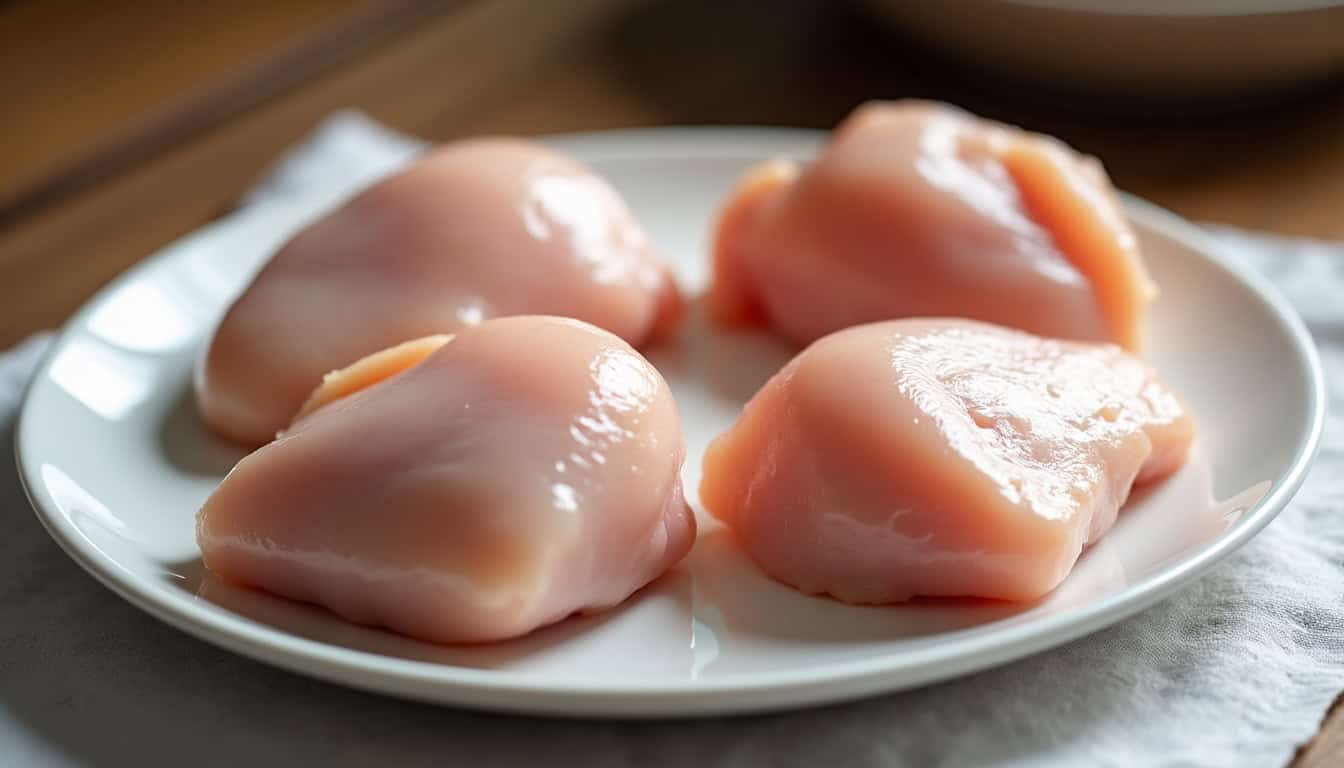 Paupiettes de poulet crues, prêtes à cuisiner, sur une assiette blanche.