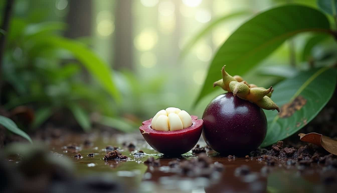 Mangoustan, fruit exotique, dans la nature tropicale.