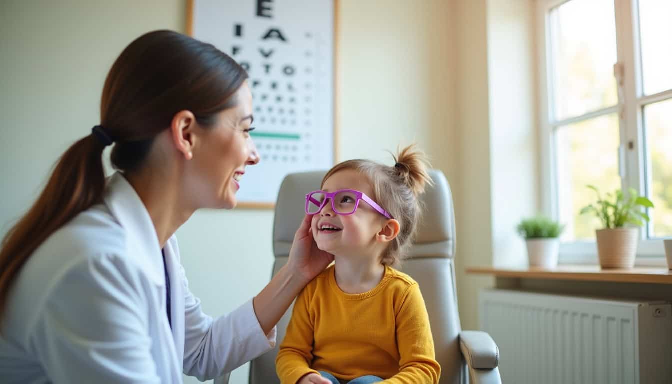 Vétérinaire et enfant souriante lors d'une consultation vétérinaire, ambiance chaleureuse et rassura.