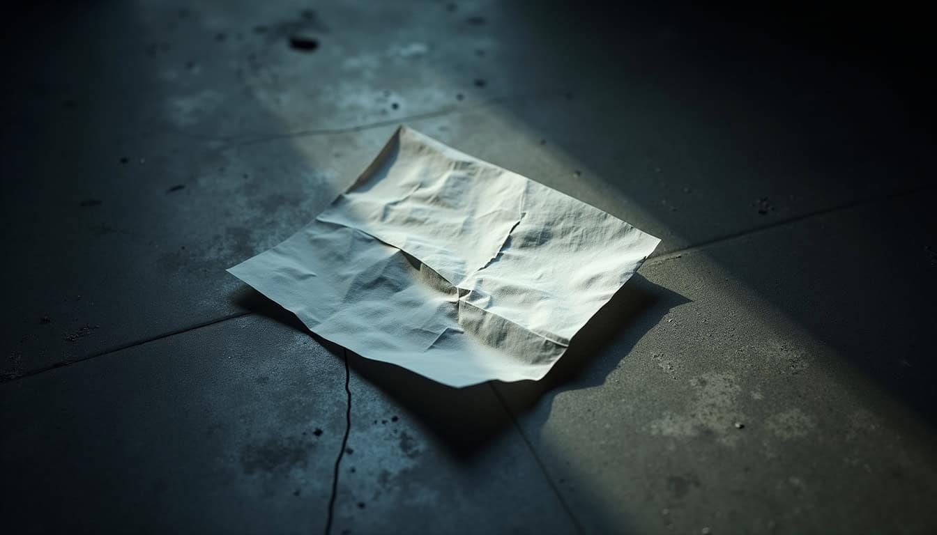 Papiers jetés sur le sol, déchet abandonné dans un espace urbain ou industriel.