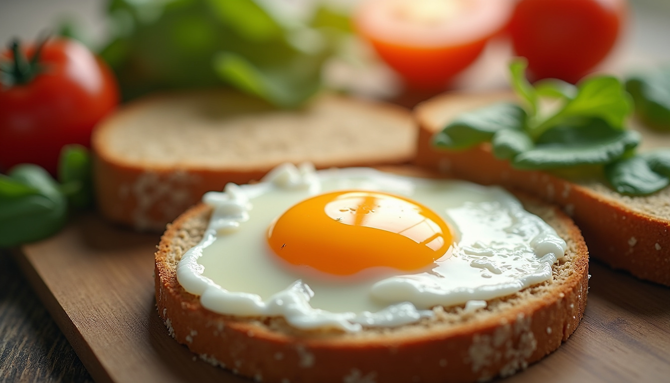 Porte-œuf sur toast croustillant, parfait pour un petit-déjeuner savoureux.