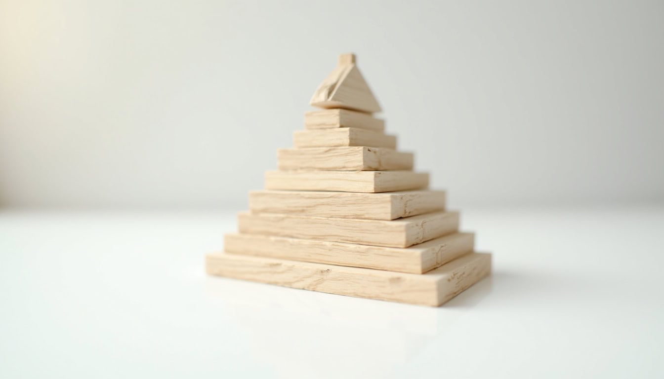 Pyramide en blocs de bois pour le bricolage ou la décoration.